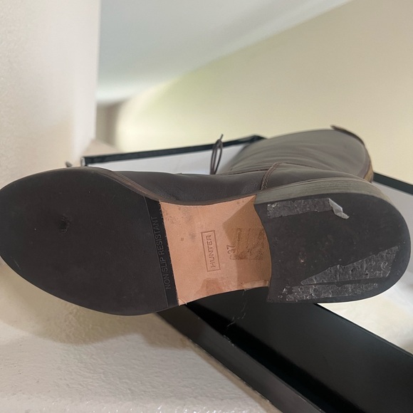 HUNTER ALIDA Women’s Brown Leather Knee High Lace Up Boots Size 7 - Picture 10 of 11